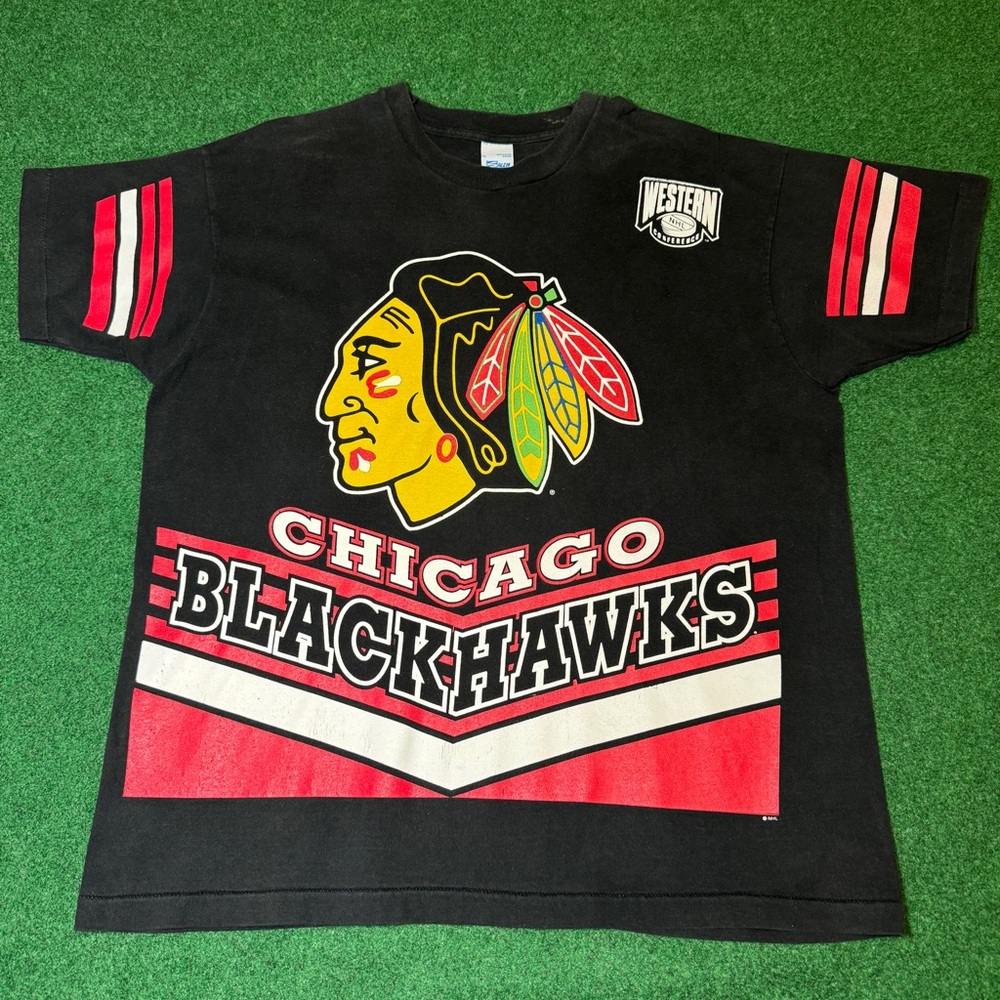 Vintage 90s Chicago Blawkhawks Salem Hockey NHL Mens XL T Shirt